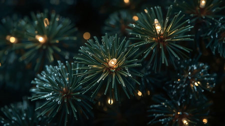 Christmas tree decoration with bokeh lights. Close-up.の素材