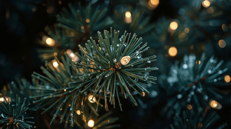 Christmas tree decoration with snowflakes and bokeh lights.の素材