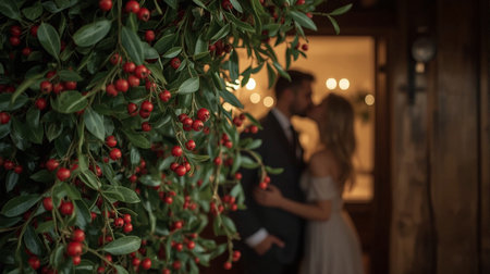 Wedding couple in the background of the door of a restaurantの素材