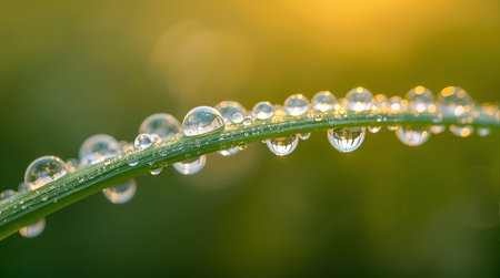 Fresh green grass with dew drops close up. Nature background.の素材
