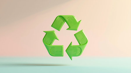 Recycling symbol made of plastic in pastel colors, 3d renderの素材