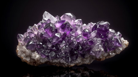 amethyst on a black background, amethyst is a rare gemstoneの素材