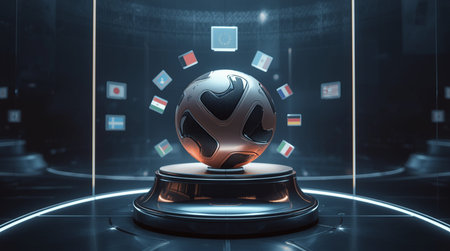 Abstract 3d rendering of virtual graphic object. Futuristic user interface with HUD elements. Sci-fi background.の素材