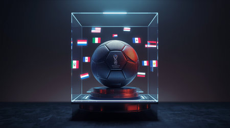 Soccer Ball on Glass Trophy Award. 3D Rendering.の素材