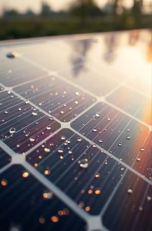 Solar panel, photovoltaic, alternative electricity source - selective focus, copy spaceの素材