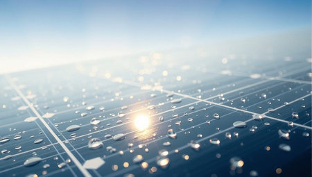 solar energy panel with sun and blue sky background 3d renderingの素材