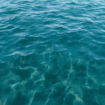 Blue sea water surface texture background. Blue sea water surface with wavesの素材