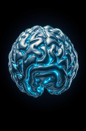 Human brain on black background. 3d rendering, 3d illustration.の素材