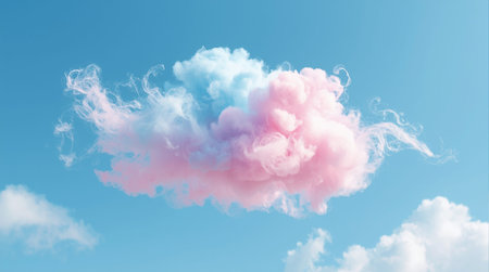 Colorful cloud with blue sky background. 3D rendering illustration.の素材