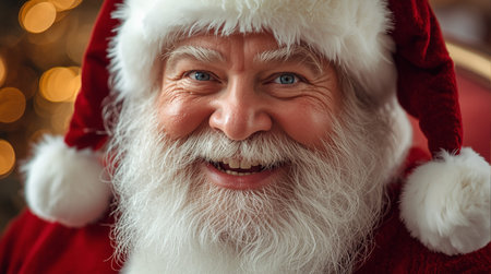 Portrait of smiling senior man in Santa costume looking at cameraの素材
