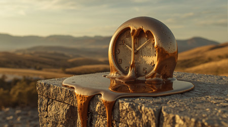 old clock on the wall in Tuscany, Italy at sunsetの素材
