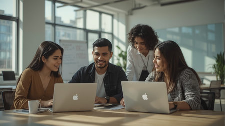 Group of young business people working together in modern office. Teamwork concept.の素材