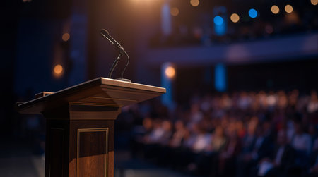 Speaker Giving a Talk at Business Conference. Business and Entrepreneurship.の素材