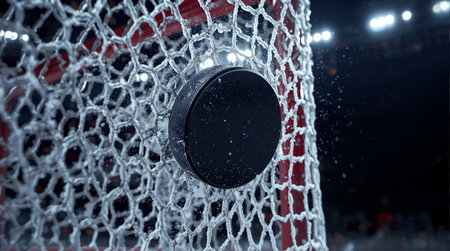Soccer goal net with ball close up. 3d rendering.の素材