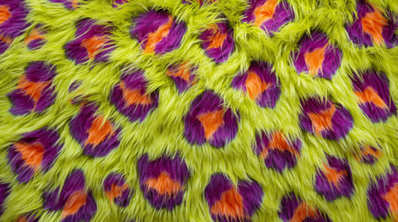 abstract background of multicolored fur with a pattern of flowersの素材