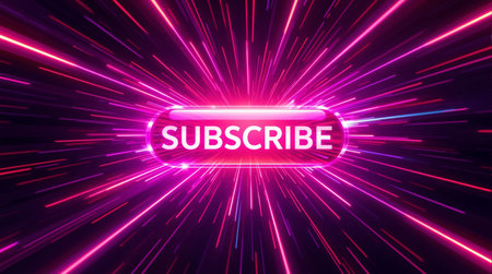 Neon banner with the inscription SUBSCRIBE. Vector illustration.の素材