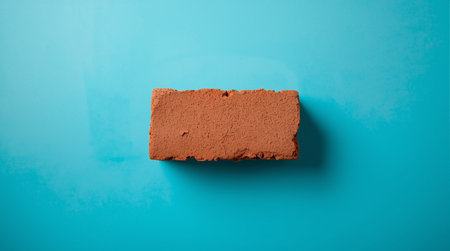 Brick on a blue background. 3d rendering, 3d illustration.の素材