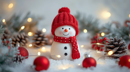 Christmas greeting card. Festive decoration on bokeh background. New Year concept. Selective focus.の素材