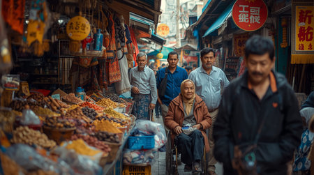 View of unknowns Nepali people walking between Durbar square and Thamel district in Kathmandu in the afternoonの素材