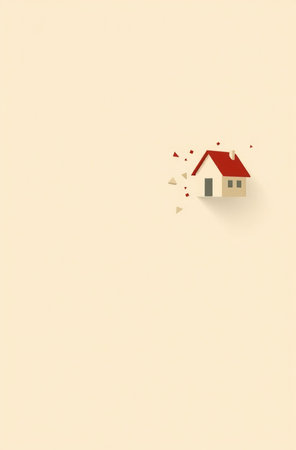 Paper cut of house with falling pieces of paper. Vector illustration.の素材
