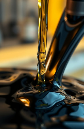 Pouring oil into a glass, close-up, macro.の素材