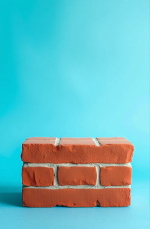 Brick wall on blue background with copy space for text or designの素材