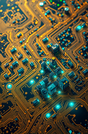 Close up of electronic circuit board. Technology background. Selective focus.の素材