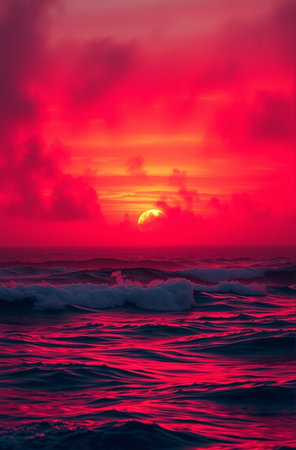 Beautiful sunset over the sea. Colorful sunset over the sea.の素材