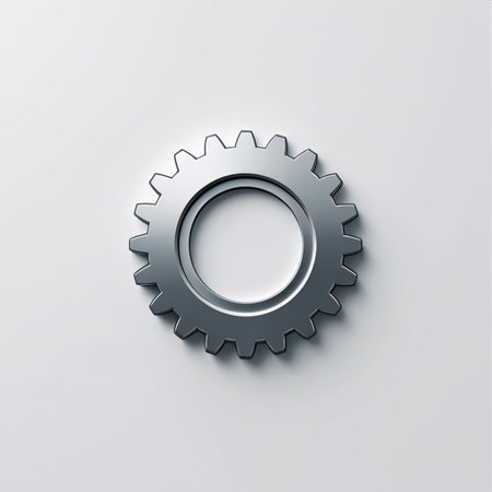 Gear wheel on the white background. 3d rendering. Computer digital drawing.の素材