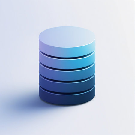 Stack of Blue Database on a White Background. 3D Renderingの素材