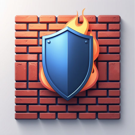 Fire shield on a brick wall. Vector illustration. Eps 10.の素材