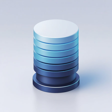 3d rendering of a stack of blue discs on a white backgroundの素材