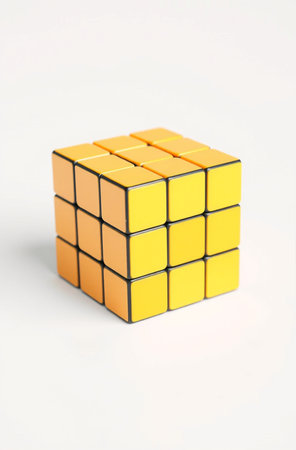 Rubik's cube on white background. Rubik's cube is the first cube in the world.の素材