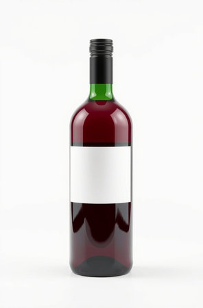 Wine Bottle Mock-Up - Blank Label. 3D Illustrationの素材