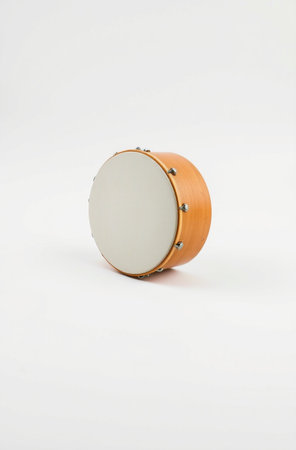 Wooden drum on a white background. Isolated on a white background.の素材