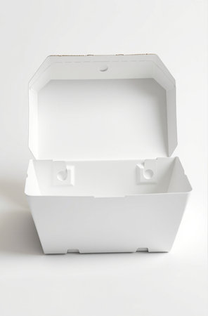 White box for food on a white background. 3d rendering.の素材