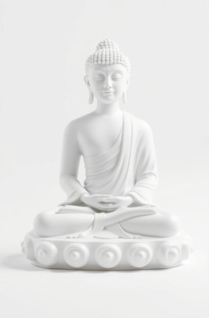 Buddha statue on a white background with space for text.の素材