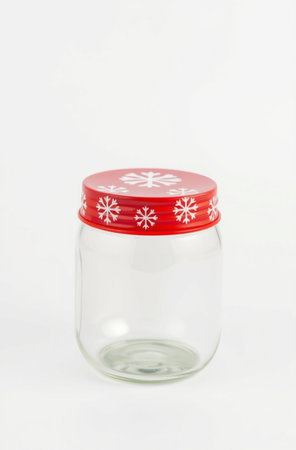 Mason jar with snowflakes isolated on a white background.の素材