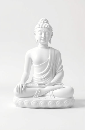 White buddha statue isolated on white background with clipping path.の素材