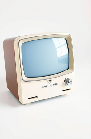 Retro TV isolated on a white background, clipping path included.の素材