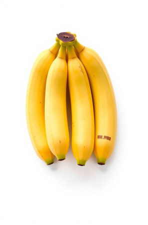Bunch of bananas isolated on white background. Flat lay, top view.の素材