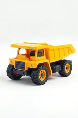 toy dump truck on a white background. toy for the designerの素材
