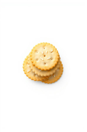Cracker isolated on white background. Top view. Flat lay.の素材