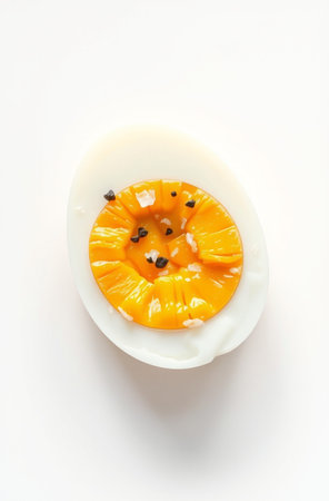 Fruit cake in the form of an egg on a white backgroundの素材