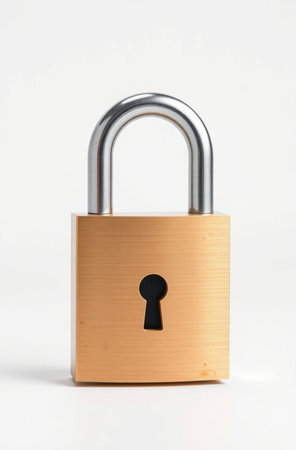 Padlock isolated on white background with clipping path. Security concept.の素材