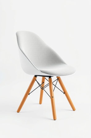 Modern chair with wooden legs isolated on white background. 3d renderの素材