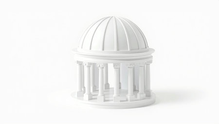 3d rendering of a white classical gazebo isolated in white studio backgroundの素材