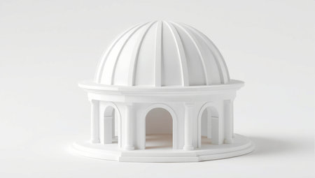 3d rendering of a white dome isolated on a white background.の素材