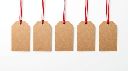 collection of various price tags on white background. each one is shot separatelyの素材