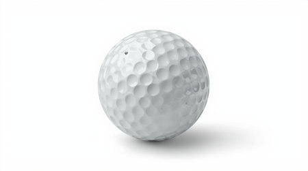 Golf ball isolated on white background. 3D illustration. Clipping path included.の素材